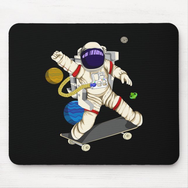Planets Skateboarding Space Astronaut  Mouse Pad (Front)