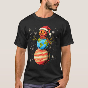 Planets Snowman Space Funny Christmas Astronomy Fo T-Shirt