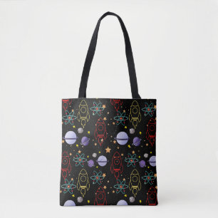 Planets, Stars and Rocket Ships Tote Bag