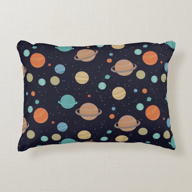 Planets, stars, galaxy decorative cushion (Front)