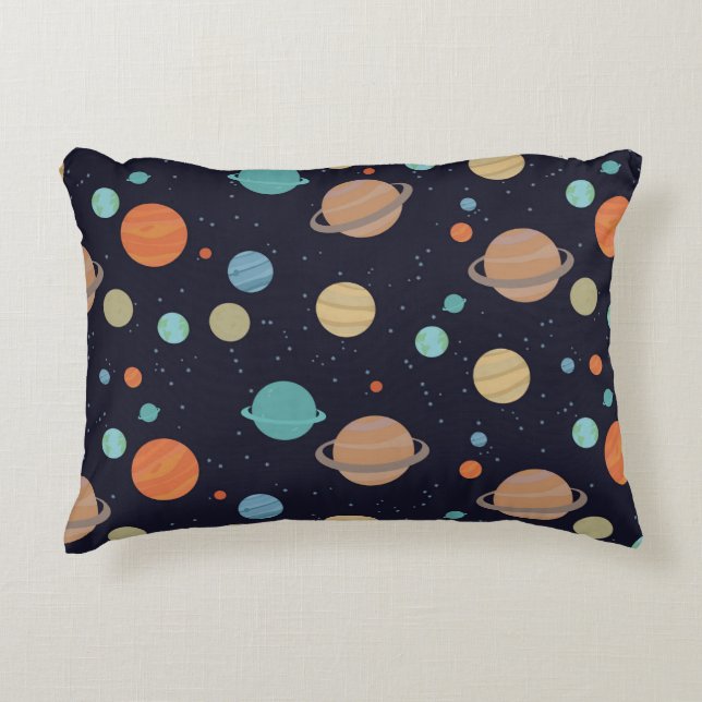 Planets, stars, galaxy decorative cushion (Front)