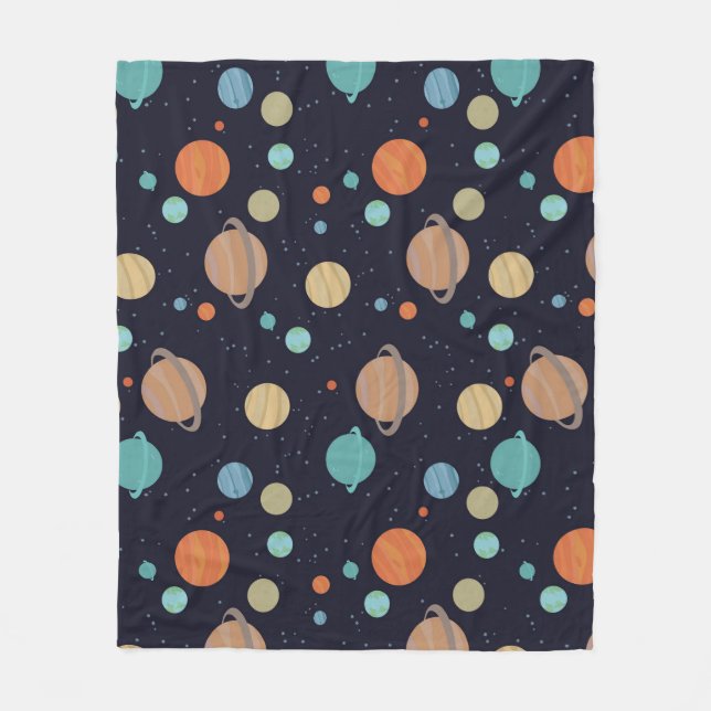 Planets, stars, galaxy fleece blanket (Front)
