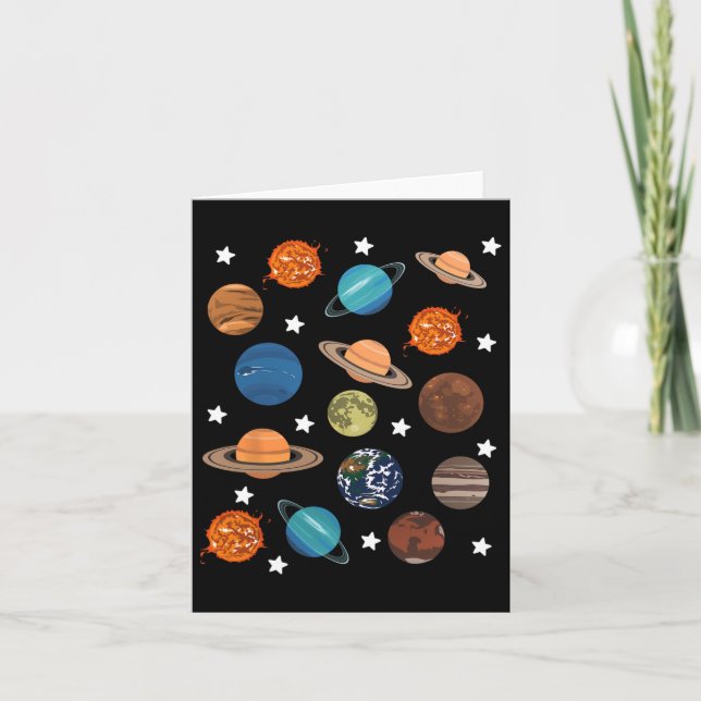 Planets Stars Moon Solar System Costume Halloween  Card (Front)