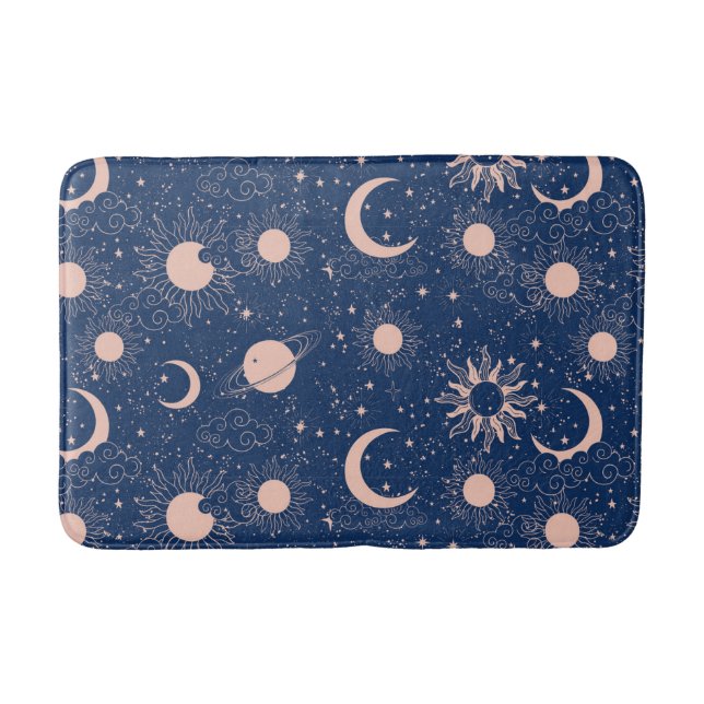 Planets & Stars Pattern Bath Mat (Front)