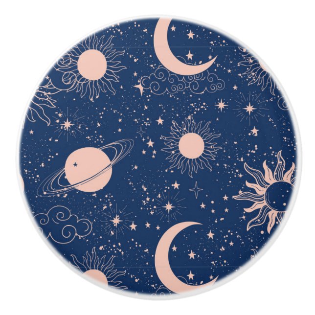Planets & Stars Pattern Ceramic Knob (Front)