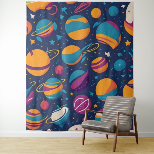  Planets Wallpaper Tapestry (In Situ)