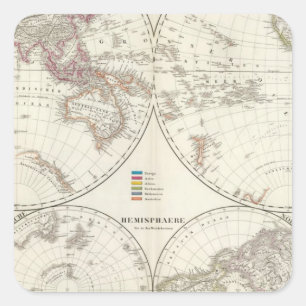 Planiglob der Erde Atlas Map Square Sticker
