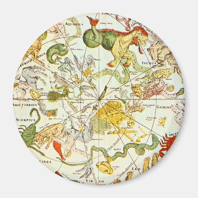 Planisphæri Cœleste 1698 - Astrology Chart #1 Magnet (Front)
