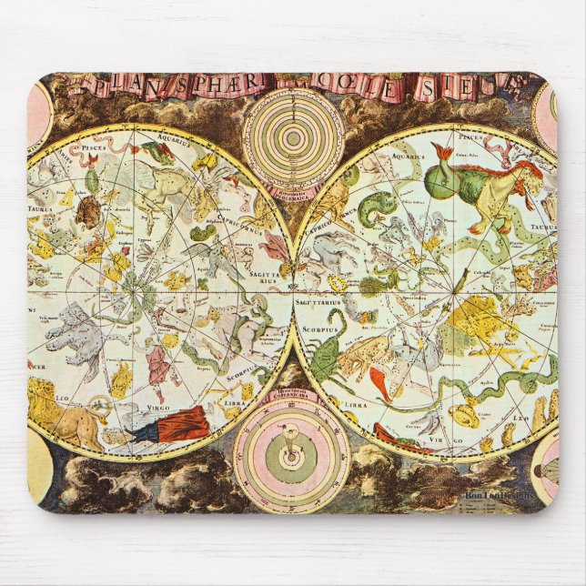 Planisphæri Cœleste 1698 - Astrology Chart Mouse Pad (Front)