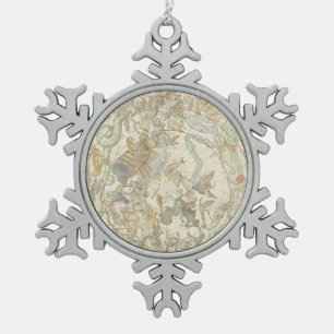 Planisphaerii Coelestis Hemisphaerium Snowflake Pewter Christmas Ornament