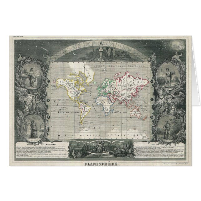 Planisphere 1847 Victor Levasseur Map of the World (Front Horizontal)