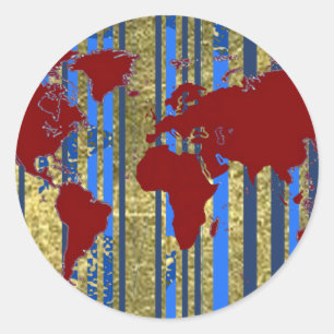 Planisphere-World Map Classic Round Sticker