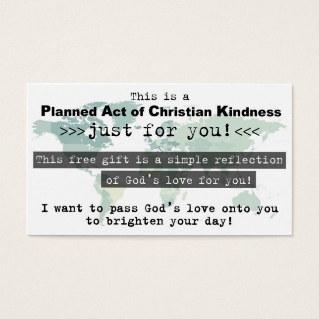 Planned Act of Christian Kindness (P.A.C.K.) Card (Front)