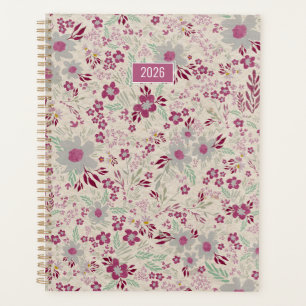 Planner 2026 Pink Gray Floral