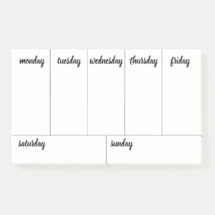 Planner Customisable 7 Day Tear Away Calendar Post-it Notes
