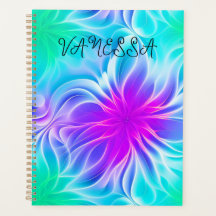 Planner green pink fluorish fractal art