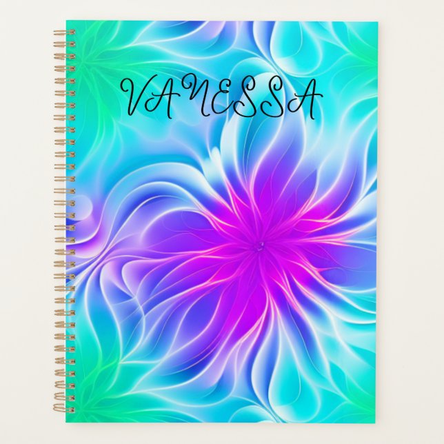 Planner green pink fluorish fractal art (Front)
