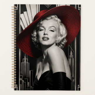 Planner Marilyn Monroe art deco BW with red hat
