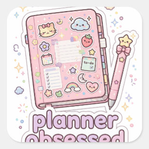 Planner Obsessed Kawaii Pink Planner Sticker