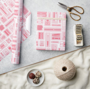 Planner Stationery Pink Pattern Wrapping Paper