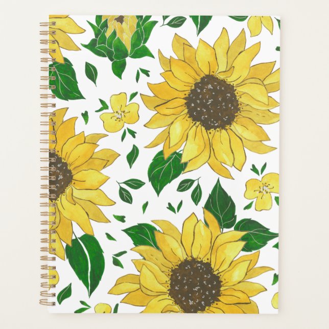 Planner Watercolor Sunflower Pattern  (Front)