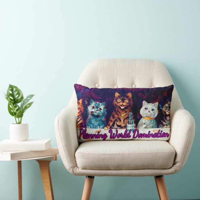 Planning World Domination, Meeting by Louis Wain Lumbar Cushion (Chair)