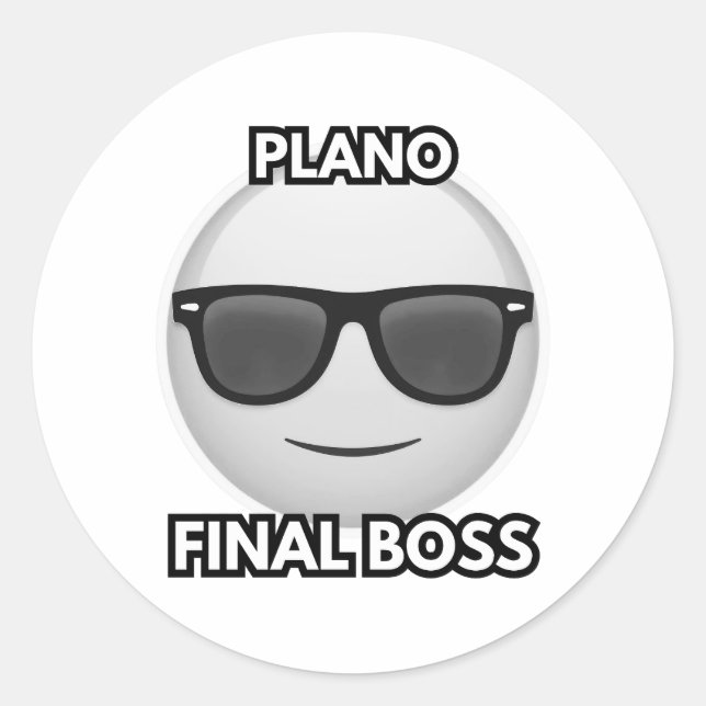 Plano Final Boss Cool Face Emoji Classic Round Sticker (Front)