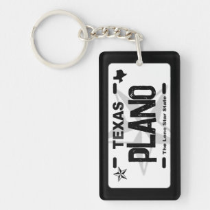 Plano Texas black license plate keychain