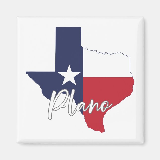 Plano, Texas Flag Map Magnet (Front)