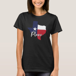 Plano, Texas Flag Map Women's Black T-Shirt