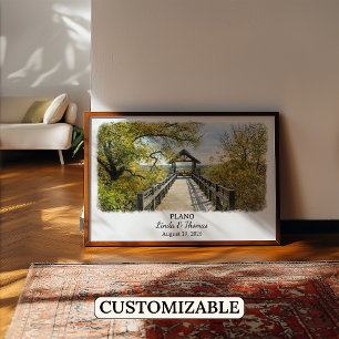 Plano Texas Poster, Watercolor, Custom Poster