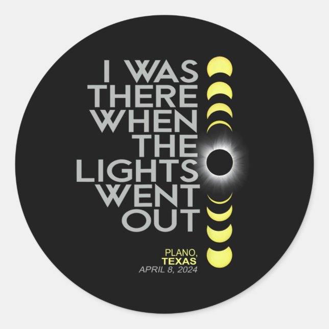 Plano Texas Total Solar Eclipse 2024  Classic Round Sticker (Front)