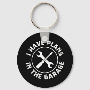 Plans in the Garage Car Lovers Key Ring