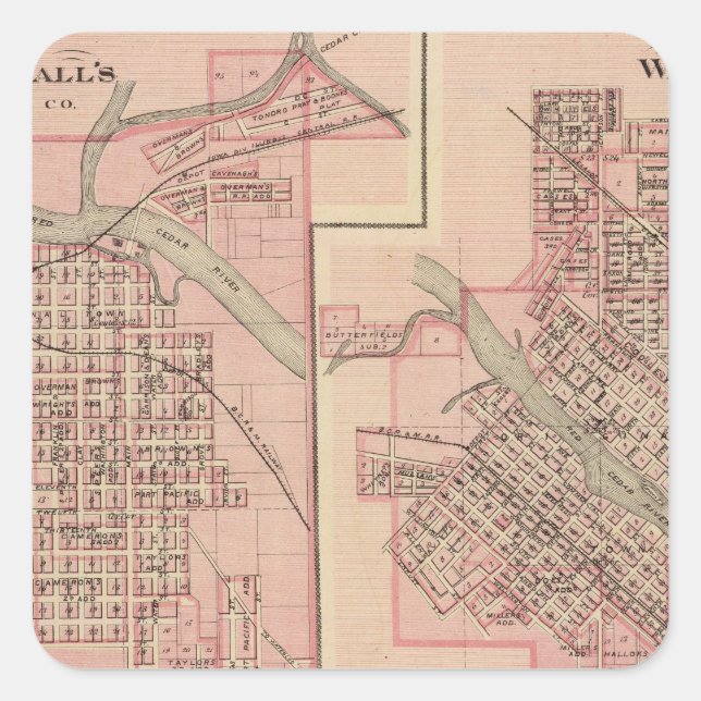 Plans of Cedar Falls 2 Square Sticker (Front)