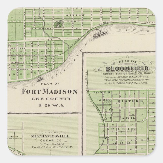 Plans of Fort Madison Square Sticker (Front)