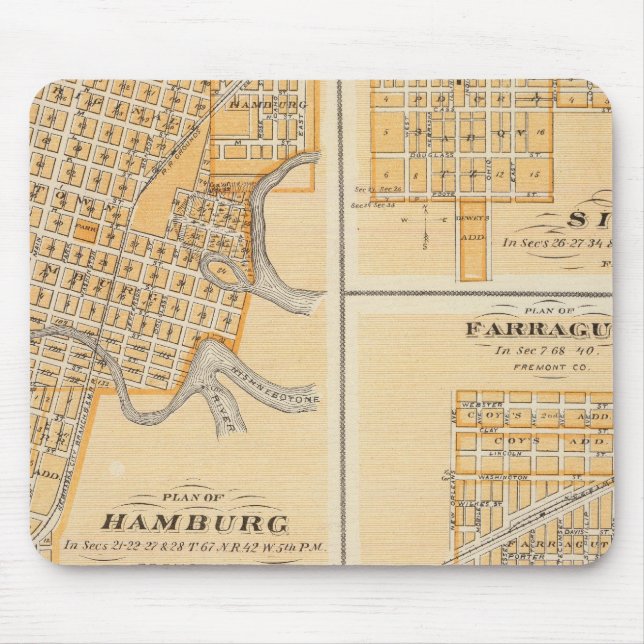 Plans of Hamburg, Sidney, Farragut Mouse Pad (Front)