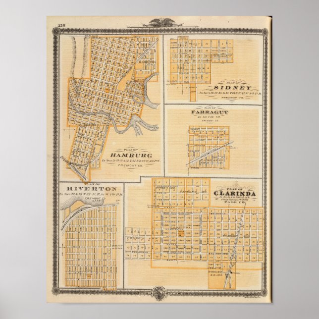 Plans of Hamburg, Sidney, Farragut Poster (Front)