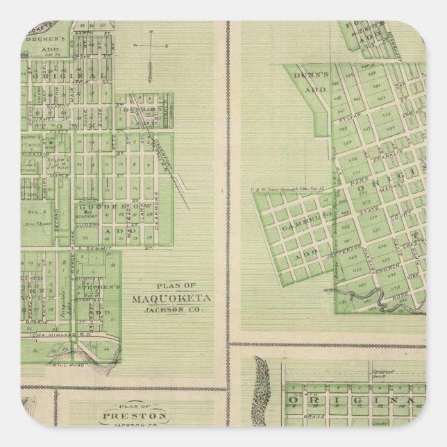 Plans of Maquoketa, Bellevue, Princeton Square Sticker (Front)