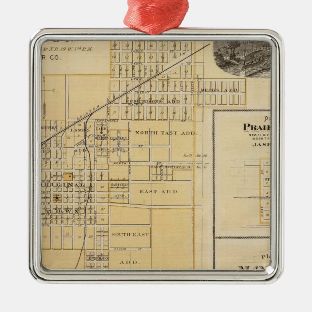 Plans of Newton, Prairie City Metal Ornament (Front)