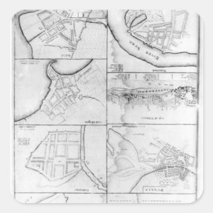 Plans of the principle Towers, Forts Square Sticker
