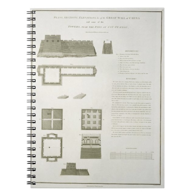 Plans, Sections and Elevations of the Great Wall o Notebook (Front)