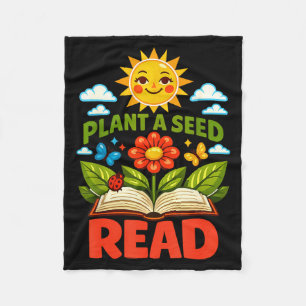 Plant a seed read reader book library funny mom fleece blanket
