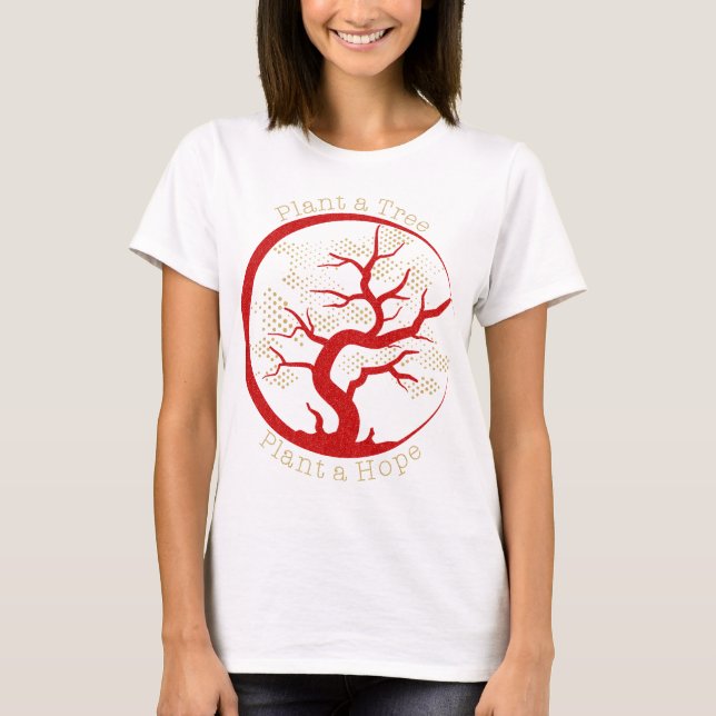 Plant a Tree Plant a Hope Chic Red Gold Glitter T-Shirt (Front)