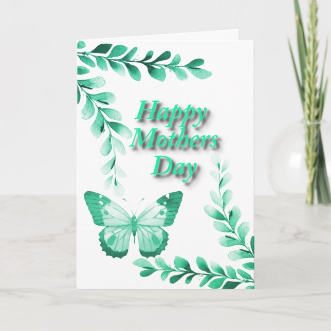 Plant and Butterfly in Green Card (Front)