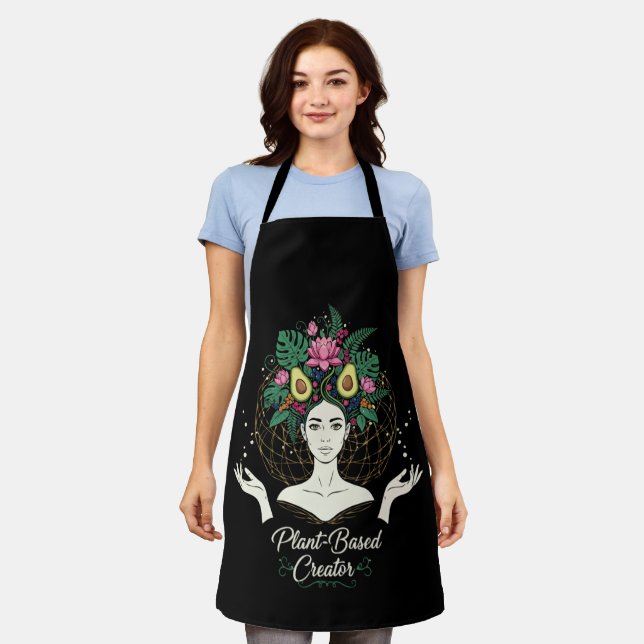Plant-Based Creator Vegan Goddess Botanical Avocad Apron (Worn)