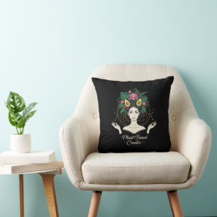 Plant-Based Creator Vegan Goddess Botanical Avocad Cushion