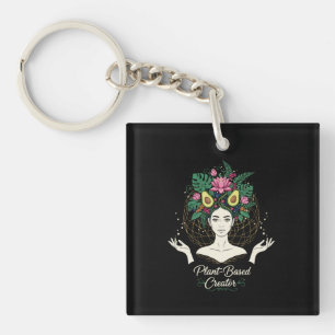 Plant-Based Creator Vegan Goddess Botanical Avocad Key Ring