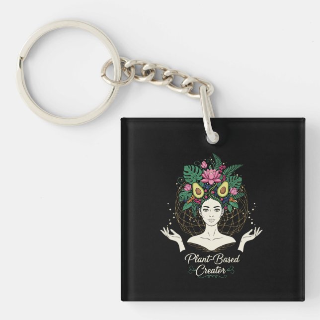 Plant-Based Creator Vegan Goddess Botanical Avocad Key Ring (Front)