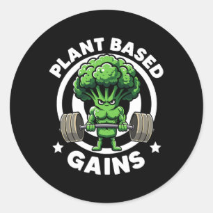 Plant Based Gains Vegan Athlete Vegan Gym Vegan Bo Classic Round Sticker