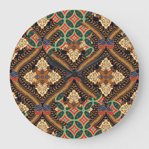 Plant-Based Indonesian Batik: Distinctive Patterns Large Clock